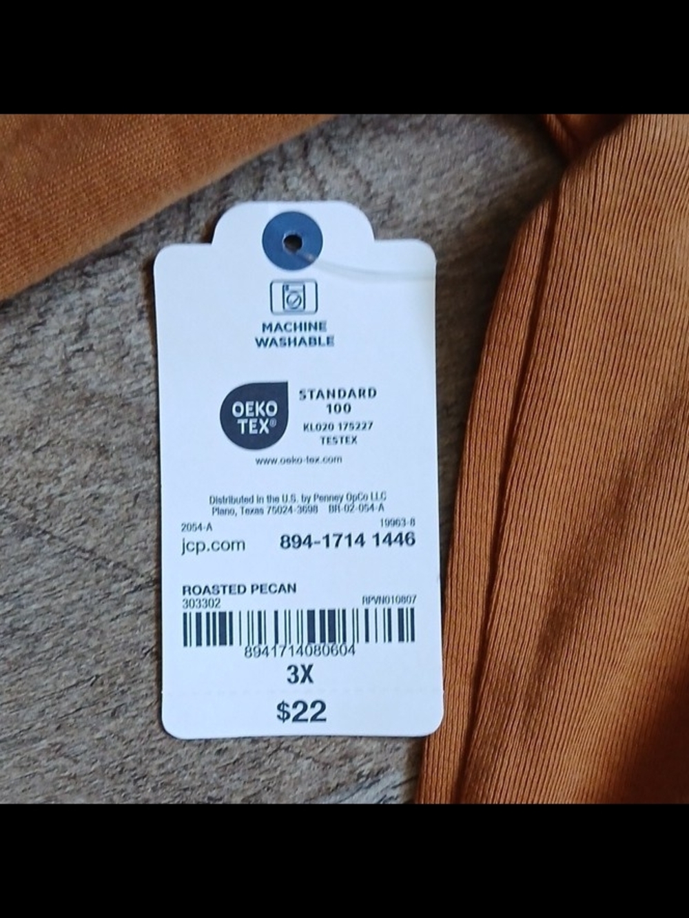 St. John's Bay Women's V-Neck 3/4 Sleeve Top - Rust Brown - Picture 8 of 9